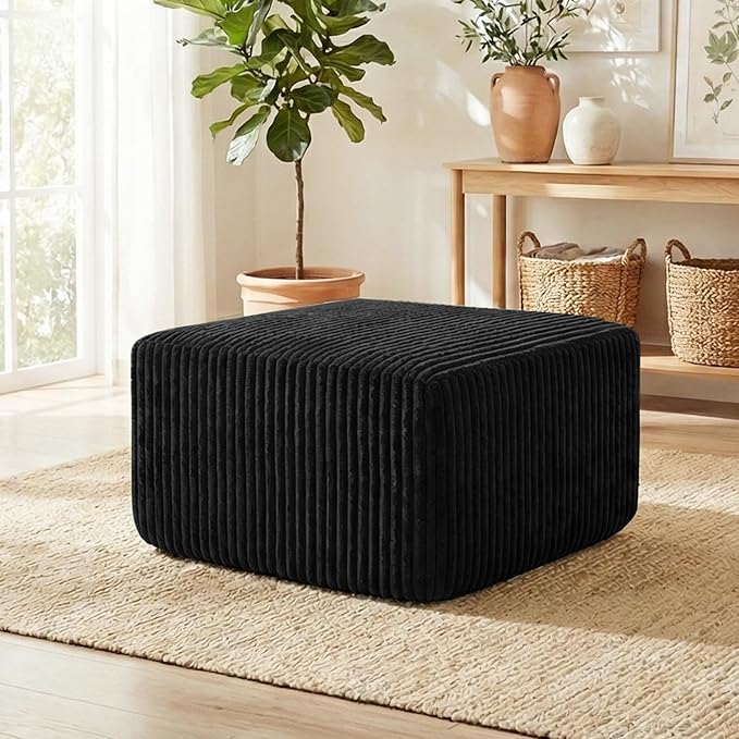 Modular Sectional Sofa Ottoman for Couch Boneless Sectional Couch Ottoman for Living Room Bedroom Apartment Office No Assembly Require Black