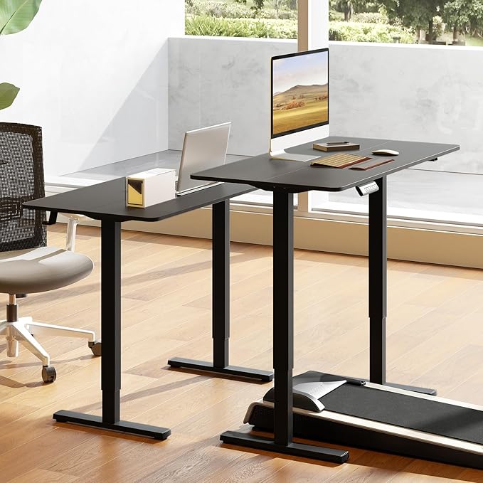 Tangkula 48” x 24” Electric Standing Desk Ergonomic Height Adjustable Sit to Stand Desk with 3 Memory Settings Anti-Collision Protection &amp Hook Computer Workstation for Home Office (Black)