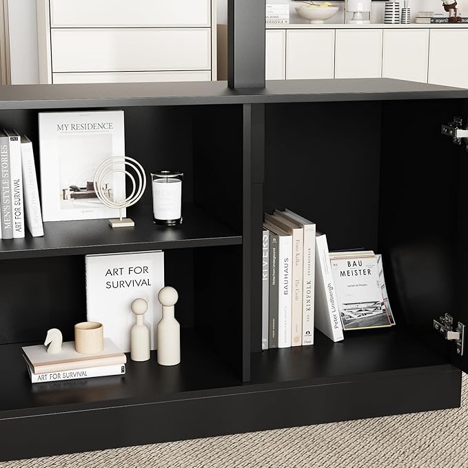 FUFU&ampGAGA 63” L-Shaped Standing Desk with Drawers Electric Height Adjustable Desk with File Cabinet Executive Computer Table Sit Stand Desks for Home Office Black 63”W x 55.1”D x 29.1”-44”H