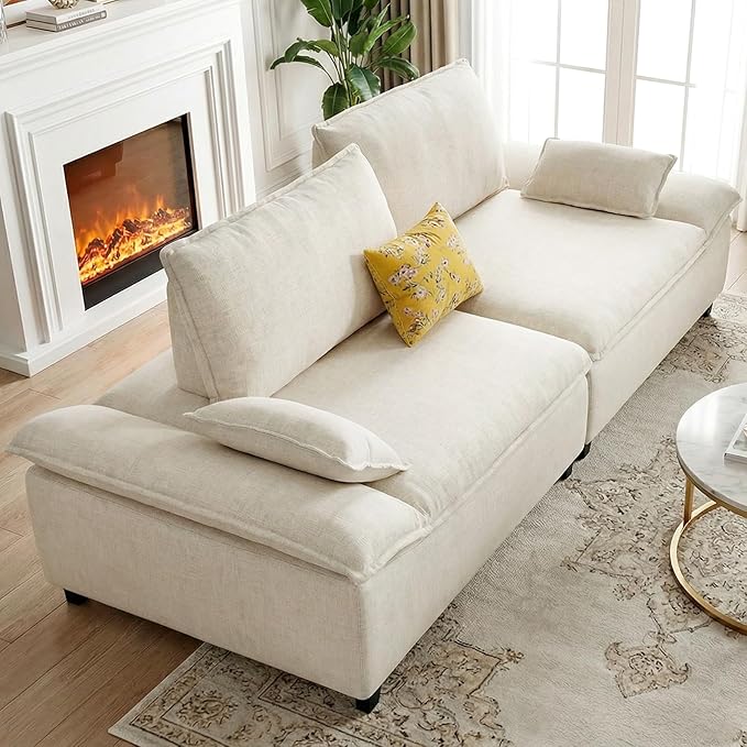 114” Oversized Sectional Sofa – Sailboat Cloud Couch with Adjustable Backrest Extra Deep &amp Wide Seats Modern Sleeper Sofa for Living Room (Natural Beige 114-inch)