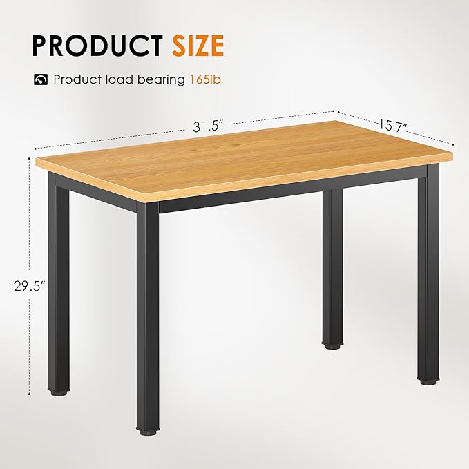 DlandHome Small Computer Desk Home Office Table Writing Desk Study Table Gaming Desk Workstation (31.5 inch Wood Teak)