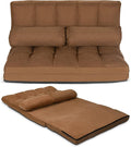 GOFLAME Convertible Floor Sofa 6-Position Couch with 2 Removable Pillows &amp Thick Sponge Cushion Load 330LBS Adjustable Lazy Sofa Bed for Living Room Bedroom (Brown)