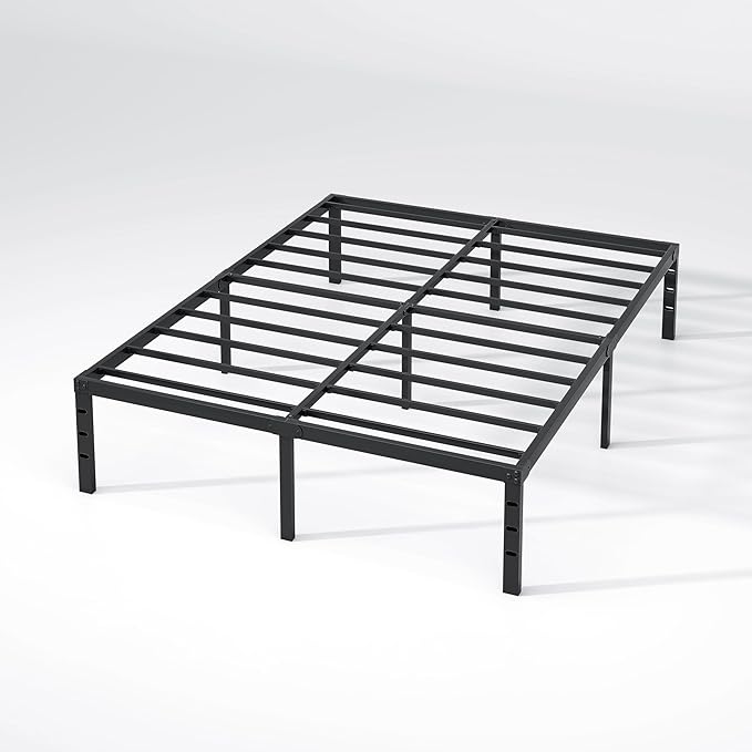 Metal Bed FrameKing Size Bed Frame with Storage SpaceHeavy Duty Sturdy Mattress FoundationEasy AssemblyNo Box Spring Needed Black16 InchKing