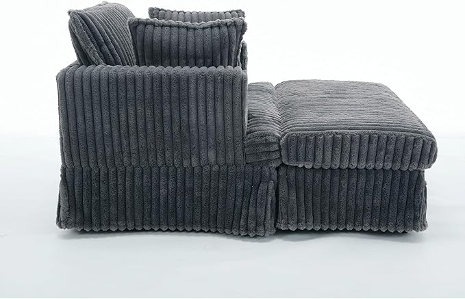 Eafurn Corduroy Accent Chair with Movable Ottoman 47.8 Oversized Reading Chair Lounge Armchair for Living Room Bedroom Small Space Modern Single Sofa Couch