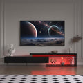 LED TV Stand for 55–90 Inch TVs Extendable Entertainment Center with LED Lights Modern TV Console with Storage Stylish Design TV Cabinet with 2 Pull-Down Doors Media Shelf for Living Room Black
