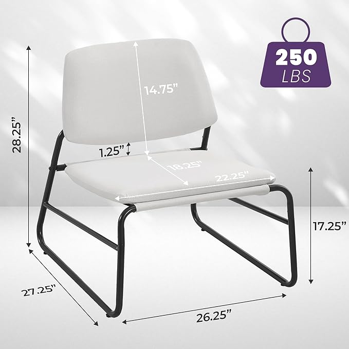 DAICO Modern Accent Chair Armless Sling Accent Chairs Comfy Upholstered Side Sitting Chairs with Metal Frame for Living Room Bedroom Balcony Garden Linen Beige
