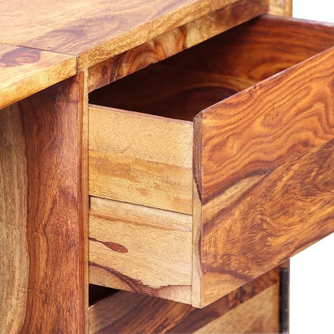 Wooden Writing Computer Desk with 1 Drawer and 1 Cabinet Home Office Desk Writing Study Table PC Desk Workstation for Bedroom Solid Sheesham Wood 43.3 x 17.7 x 29.9