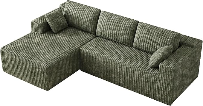 103 L Shaped Boneless Sectional Couches for Living Room Comfy Sectional Couches Deep Seat Modular Sofa Cloud Fluffy Couch with Left Facing Chaise No Assembly Needed Olive Green