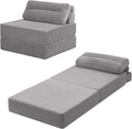 MeMoreCool Folding Sofa Bed Single Grey – Convertible Sleeper Chair with Back Support | Foldable Floor Lounge Mattress Chair with Headrest &amp Lumbar Pillow Ideal for Living Room Bedroom Guest Spa