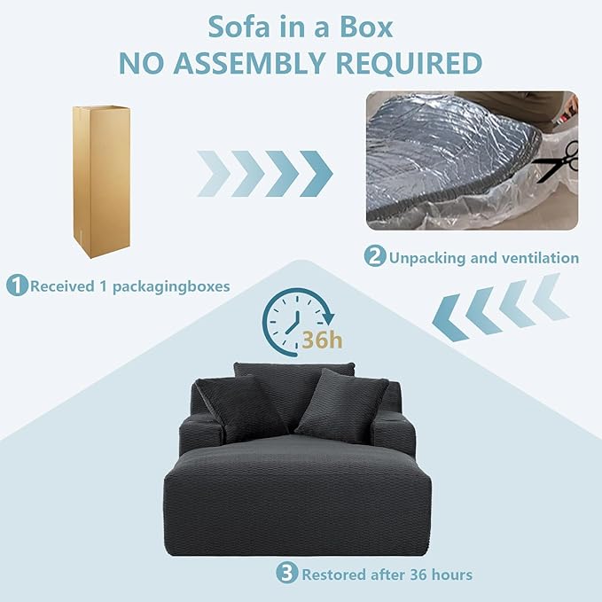 49.2Oversized Chaise Lounge Chair IndoorFaux Fur Boneless Reading Chair with Cup Holder&ampSide PocketsCloud Sofa BedComfy Modern Sleeper Chairs in Box for Living RoomNo Assembly(Dark Grey)