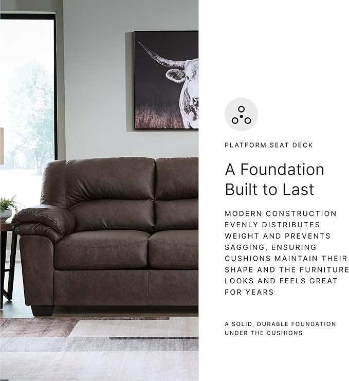 Signature Design by Ashley WalkerPoint Contemporary Sofa with Removable Cushion Dark Brown