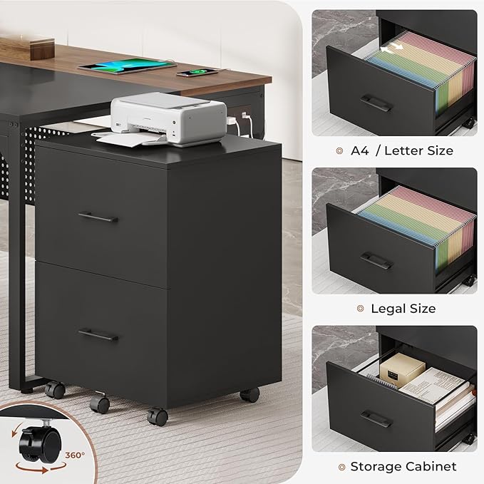 71 Executive Desk Reversible L Shaped Desk with Mobile File Cabinet &amp Power Outlets Large Office Desk with Drawers Storage Shelves Hooks Corner Computer Desk for Home Office (Walnut)