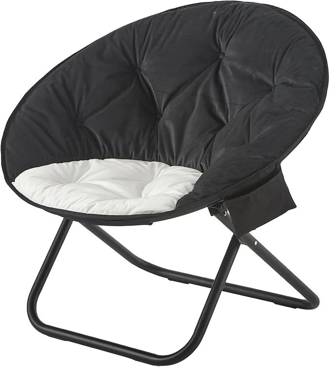 Urban Lifestyle Colorblock Micromink Saucer™ Chair with Black Legs Black/White