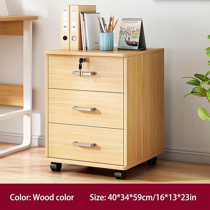 Lockable Mobile File Cabinet Black Rolling Storage Solution With Thickened Top For Office &amp Craft Supplies Secure Document Nizer On Wheels Efficient &amp Stylish DesignWood-40x34x59cm/16x13x23in