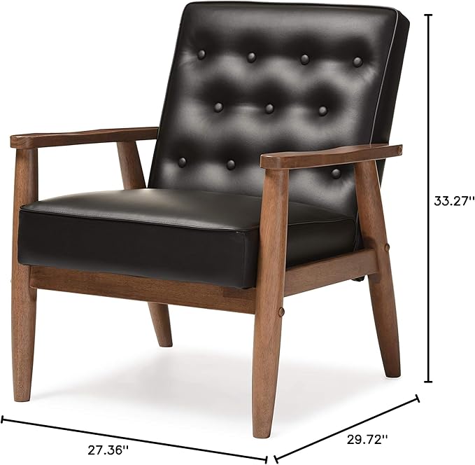 Baxton Studio BBT8013-Black Chair armchairsWood Black