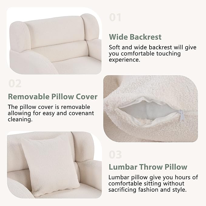 Generic Swivel Accent Chair with Ottoman Short Plush Particle Velvet Armchair360 Degree Swivel Barrel Chair with Footstool for Living Room Hotel Bedroom Office LoungeWhite