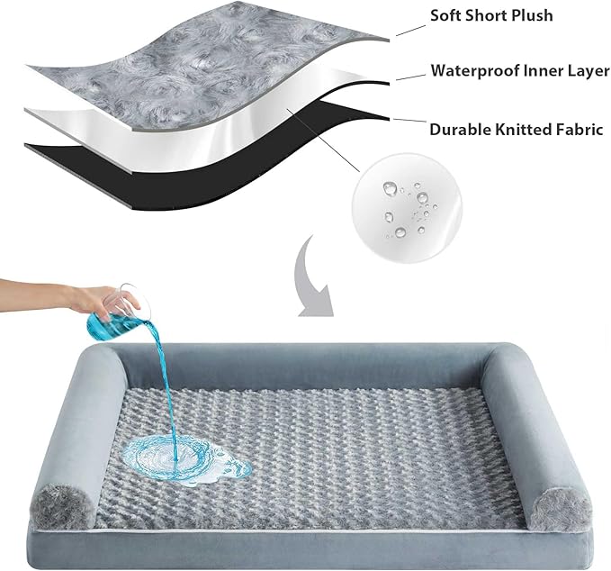 BFPETHOME Dog Beds for Large Dogs Orthopedic Dog Bed for Medium Large DogsBig Waterproof Couch Pet Bed with Removable Washable Cover