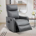 Swivel Rocker Recliner Chair 360° Swivel Recliner with Heat and Massage Rocker Recliner Nursery Glider Chair with Side Pockets for Living Room (Grey Faux Leather)