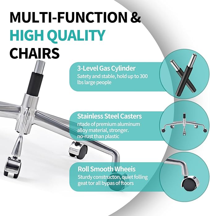 Mid Back Support with Arm Rest Office Ergonomic Adjustable Swivel Vegan Leather Desk Receptionist Chairs -Grey
