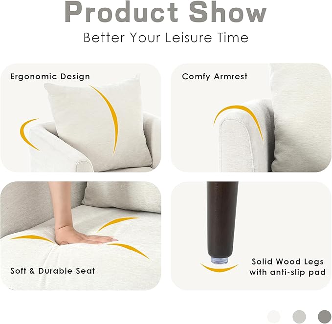Modern Accent Chair Barrel Armchair Fleece Club Chair with Solid Wood Legs Waist PillowPadded Single Chair for Living Room/Bedroom/Study/Waiting Room