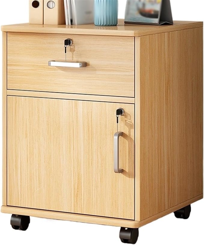 Office File Cabinet Wooden File Cabinet with One Door Storage Cabinet with Sliding Wheel Storage Lock Small Side File Cabinet (Color :