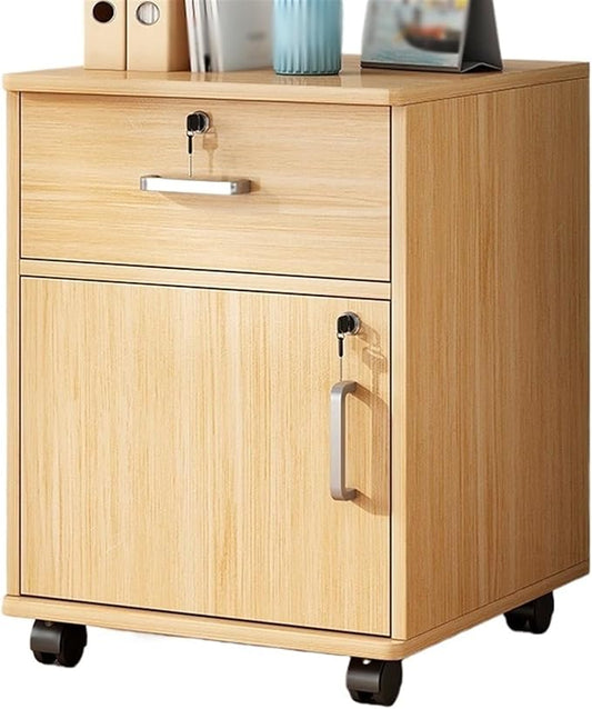 Office File Cabinet Wooden File Cabinet with One Door Storage Cabinet with Sliding Wheel Storage Lock Small Side File Cabinet (Color :