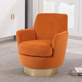 Swivel Accent Chair Modern Velvet American Design Swivel Round Barrel Chairs Upholstered Cozy Style for Living Room Bedroom Home Office (Velvet Orange 1 Pack)