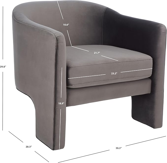 SAFAVIEH Couture Collection Londyn Mid-Century Modern Dark Brown Velvet Upholstered Accent Chair (Fully Assembled)
