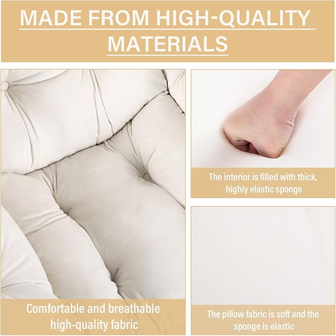 Lazy Chair with Ottoman Comfy Reading Lounge Chair with Footstool &amp Throw Pillow Modern with Armrests &amp Side Pocket for Living Room Bedroom Dorm Room Velvet Beige