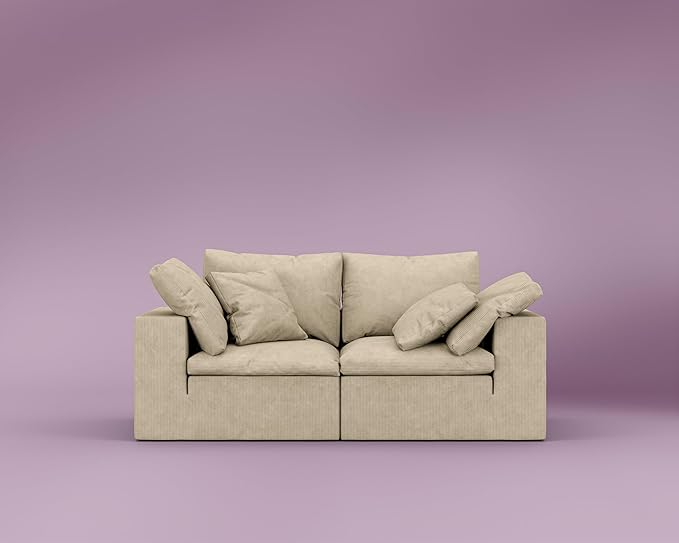 ROVE LAB R4 Loveseat Sofa – Cloud-Soft SmartFoam® Comfort – Modular No-Tool Setup – 100% Foam Structure – Hypoallergenic Spill-Resistant (Performance Corduroy Lunar Dune)