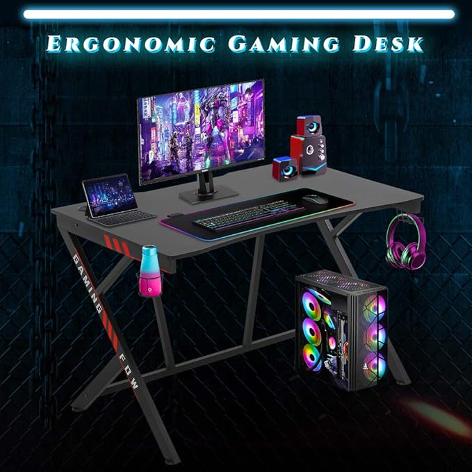 Gaming Desk Gaming Table 45.2 W x 29 D PC Computer Desk Home Office Desk Table with Cup Holder Headphone Hook Gamer Workstation Game Table for Boys Girls.
