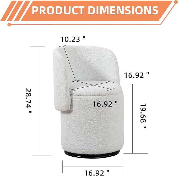 Round Vanity Chair with Storage &amp Cat Bed Stool Upholstered Small Swivel Accent Chair with Hidden Storage Makeup Barrel Chair for Bedroom Living Room (Teddy)