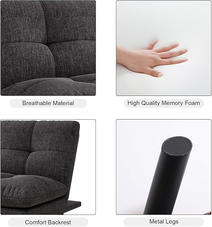 MUUEGM 68 Futon Sofa Bed with Memory FoamFuton Couch with Adjust Backrest Couches Bed for Living RoomStudios Apartments Dormitories Offices and Game RoomsBlack