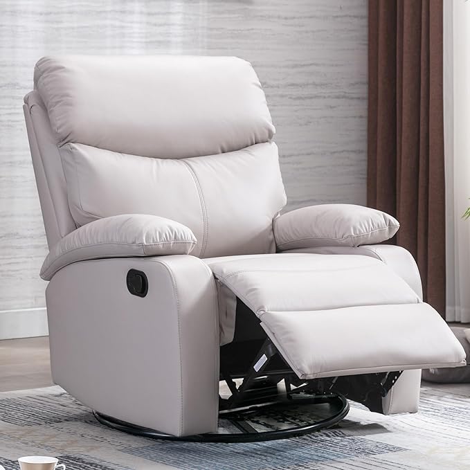 Swivel Rocker Recliner Chair for Adults Rocking Small Recliner Chairs for Small Spaces Glider Chairs Recliner Lazyboy Single Sofa for Nursery Living Room RV Beige