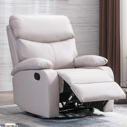 Swivel Rocker Recliner Chair for Adults Rocking Small Recliner Chairs for Small Spaces Glider Chairs Recliner Lazyboy Single Sofa for Nursery Living Room RV Beige