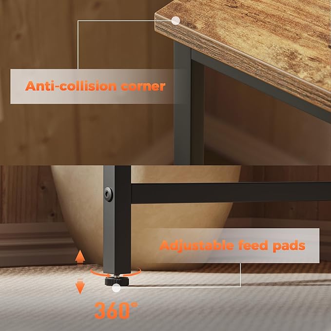 Mericonia 48 inch Computer Desk w/Shelf &amp Adjustable Feet 32 inch Rolling Office Desk w/ 1 Hook Small Space Desk for Home Office Study Writing Bedroom 2 Pack