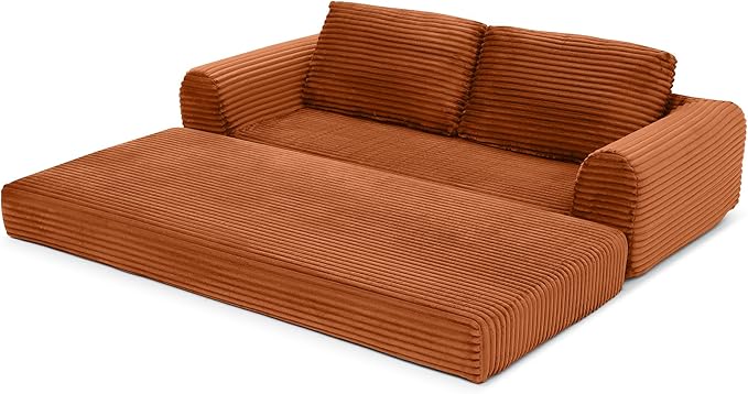 Foldable Boneless Love Seat Couches in a Box Modern Floor Foam Sleeper Sofa Bed 2-in-1 Convertible Cloud Sofa for Home Apartments Bedroom