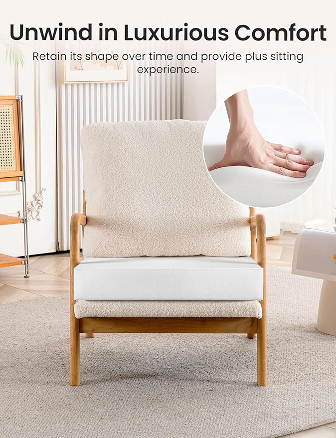 Mid Century Modern Accent Chairs for Living Room 23” Wide Comfy Chair for Bedroom Small Cozy Sherpa Reading Chairs for Adults 108° Lounge Arm Chair with Detachable Cover 5.5 Foam Cushion