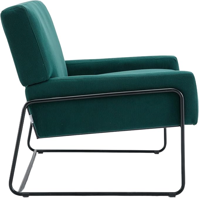 Generic Accent Chair Modern Industrial Slant Armchair with Metal Frame Premium High Density Soft Single Chair for Living Room Bedroom Emerald