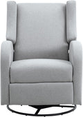 Happybuy Electronic Power Recliner and Swivel Glider 250 lbs Weight Capacity Swivel Glider Recliner Chair with USB Port Polyester Surface Ideal for Living Room Bedroom Light Gray