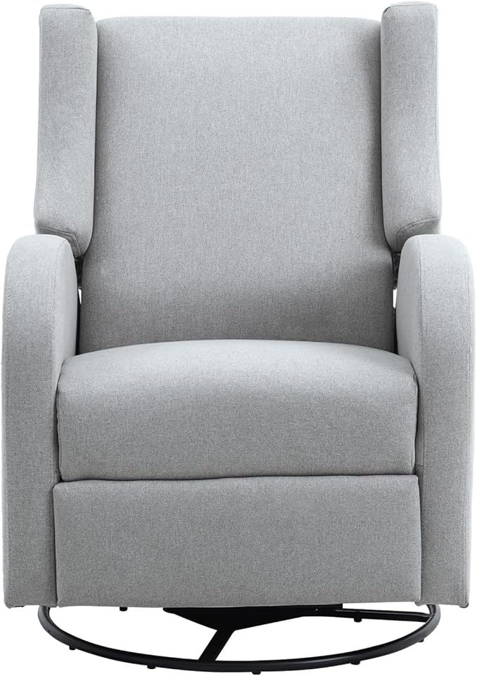 Happybuy Electronic Power Recliner and Swivel Glider 250 lbs Weight Capacity Swivel Glider Recliner Chair with USB Port Polyester Surface Ideal for Living Room Bedroom Light Gray