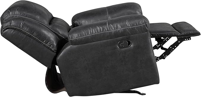 Lexicon Rocker Recliner Chair for Living Room Wall Hugger Manual Recliner Chairs Textured Microfiber Upholstered Rocking Reclining Chair Home Theater Seating Required Assembly Black