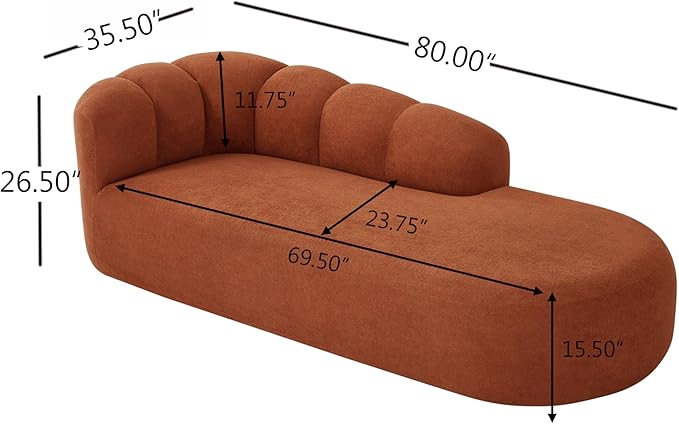 Christopher Knight Home Presie Upholstered Boneless Chaise Lounge Chair Indoor Comfy Chaise Lounge Sofa for Bedroom Modern Home Sofa Living Room No Assembly Required Burnt Orange