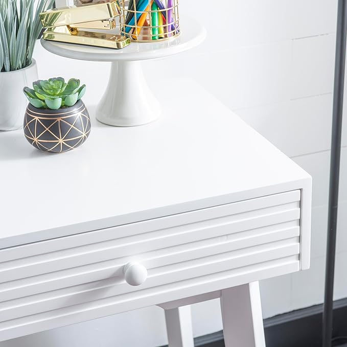 Powell Cason White Wooden Two Drawer Ripples Desk