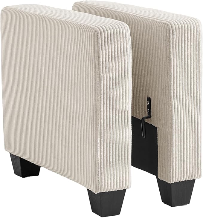 CHIC HOUSE Middle Module for Modular Couch Corduroy Customizable Chaise Storage Ottoman for Sectional Sofa Armrest Single/Double Seater