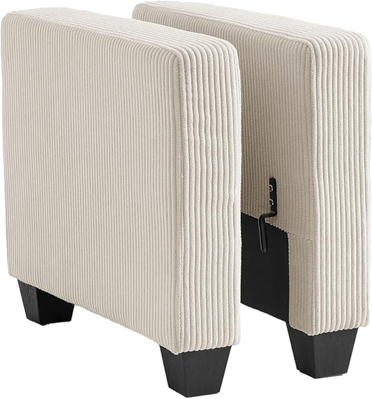 CHIC HOUSE Middle Module for Modular Couch Corduroy Customizable Chaise Storage Ottoman for Sectional Sofa Armrest Single/Double Seater