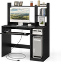 Tangkula Computer Desk with Storage Hutch &amp Charging Station Home Office Study Writing Desk with Bookshelf Keyboard Tray &amp CPU Stand Modern Laptop PC Desk Computer Workstation for Study B