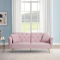 69.7'' Convertible Velvet Sleeper Sofa Bed Upholstered Futon Couch with Nail Head Trim and 2 Matching Throw Pillow for Living Room Bedroom Home Office (Pink)