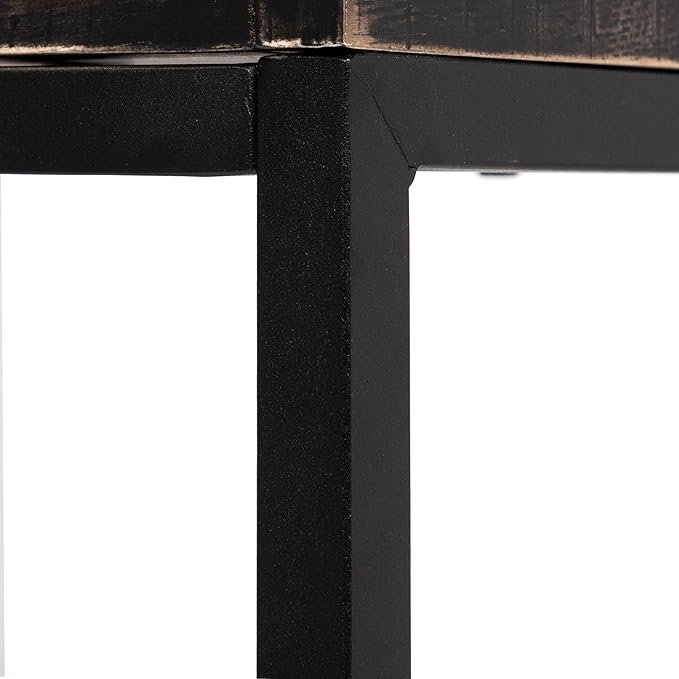 HOMES: Inside + Out Hermosa Industrial Geometric Base 59 in. Computer Desk with USB Ports and Outlet for Home Office Study Room Black