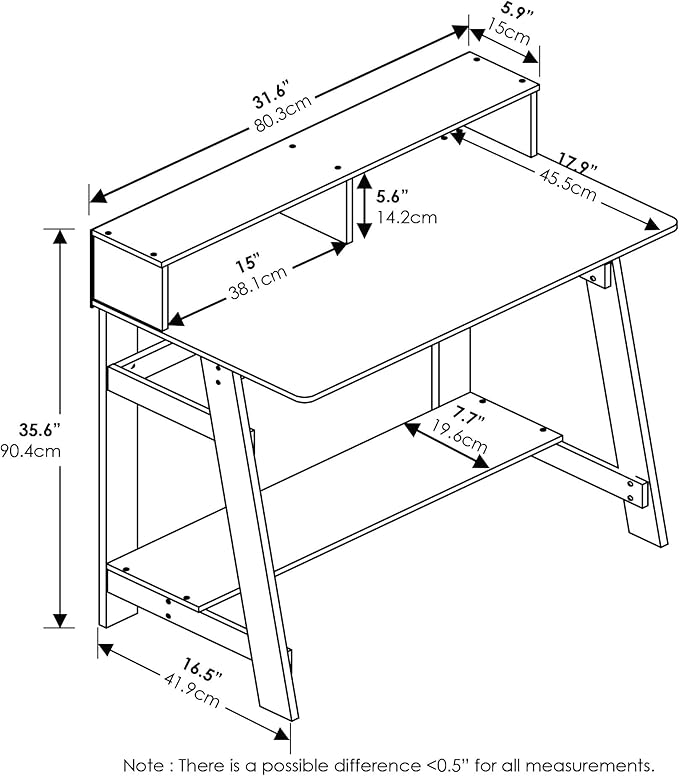 Furinno Simplistic a Frame Computer Desk Espresso
